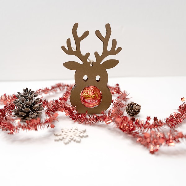 Rentier Gastgeschenk Weihnachten Geschenkanhänger Elch Mitbringsel Weihnachtskugel Tischdeko Winter Advent Baumschmuck für Pralinen Motiv 3