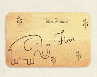 Personalized breakfast board, personalized gift for children, cutting board, breakfast board, board, elephant