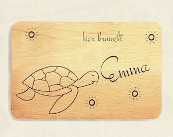 Personalized breakfast board, personalized gift for children, cutting board, breakfast board, board, turtle