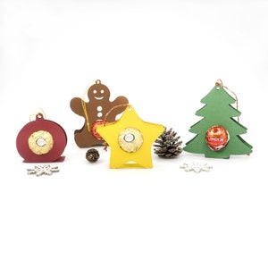 Gastgeschenk Weihnachten Lebkuchenmann Geschenkanhänger Mitbringsel Weihnachtskugel Tischdeko Winter Advent Baumschmuck für Pralinen Bild 2