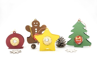 Gastgeschenk Weihnachten Lebkuchenmann Geschenkanhänger Stern Mitbringsel Weihnachtskugel Tischdeko Winter Advent Baumschmuck für Pralinen