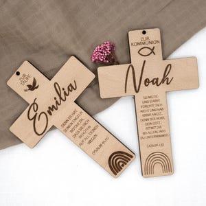 Personalized cross for communion baptism confirmation gift personalized with name made of wood wooden cross communion cross V2
