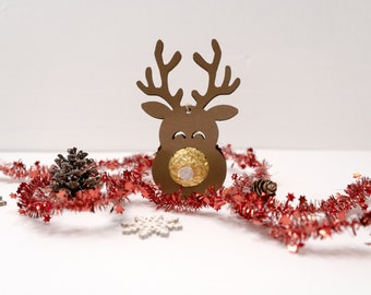 Cadeau d'invité de renne Étiquette de cadeau de Noël Souvenir d'élan Boule de Noël Décoration de table Hiver Décorations d'arbre de l'Avent pour chocolats motif 1