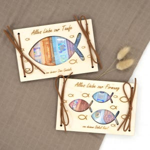 Regalo di denaro personalizzato pesce pesce per battesimo cresima comunione regalo di nozze personalizzato con nome biglietto regalo in legno B2