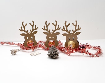 Rentier Gastgeschenk Weihnachten Geschenkanhänger Elch Mitbringsel Weihnachtskugel Tischdeko Winter Advent Baumschmuck für Pralinen