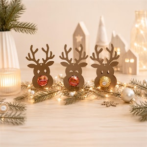 Rentier Gastgeschenk Weihnachten Geschenkanhänger Elch Mitbringsel Weihnachtskugel Tischdeko Winter Advent Baumschmuck für Pralinen