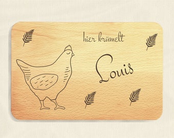 Personalized breakfast board, personalized gift for children, cutting board, breakfast board, board, chicken