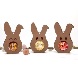 Osterhase Gastgeschenk Ostern Geschenkanhänger Hase Mitbringsel Osterdeko Tischdeko Frühling Osterschmuck für Pralinen Bild 1