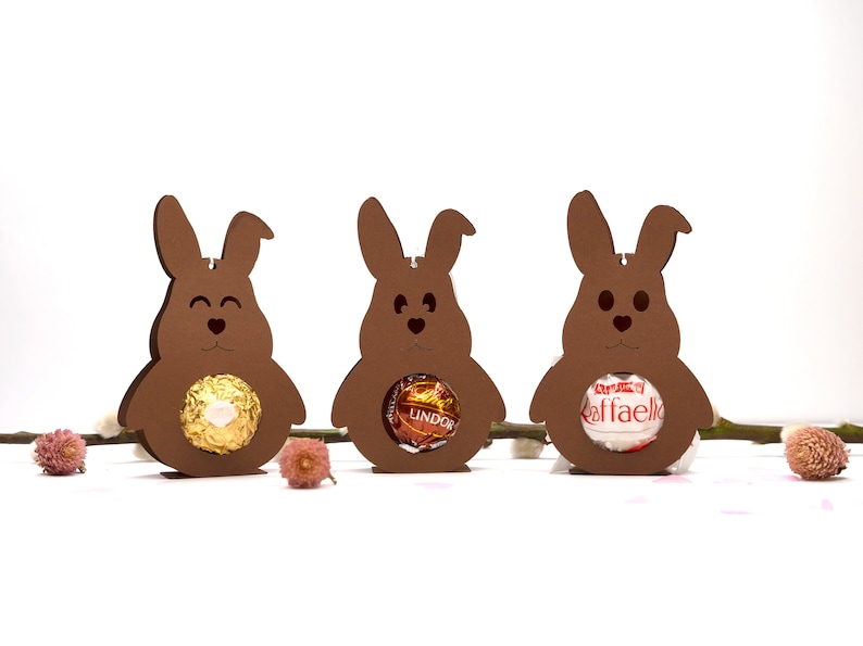 Süßer Osterhase Gastgeschenk Ostern Geschenkanhänger Hase Mitbringsel Tischdeko Osterdeko Frühling Osterschmuck für Pralinen Bild 1