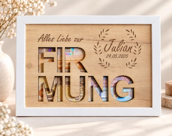 Geldgeschenk zur Firmung personalisiert | Geschenk Firmung mit Name & Datum | Geldgeschenk im Rahmen | Firmungsgeschenk Junge Mädchen
