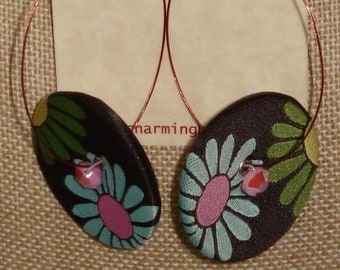 Buttoned Up: Earrings with fabric buttons and Swarovski crystals