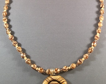 Caramel Macchiato // Boho Style Beaded Necklace // Brown Czech Beads // Simple Statement // Women's Jewelry // Gifts for Women