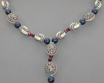 Nautical Drop // Red and Blue Sailor Necklace // Women's Beaded Jewelry // Gifts for Mom or Daughter