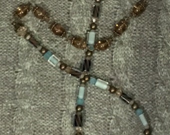 Glass-n-Bronze // Necklace // Gift for Work // Furnace Glass Beads