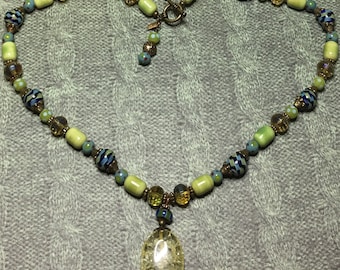 Sunshine in the Sky // Beaded Necklace // Crackle Bead // Casual // Gift for Her // Unique // Focal Bead