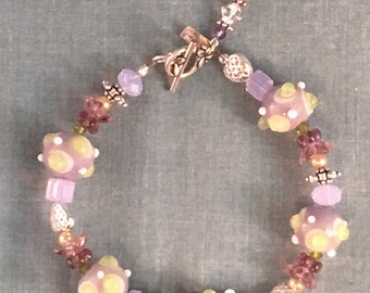 Walk in the Violets // Chunky Purple and Pink Statement Beaded Bracelet //  Crystal Beads // Gift for Mother, Sister, Daughter // Birthday