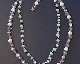Pink in Sparkle // 2 Strand Necklace // Faceted // Gifts // Her