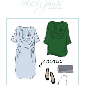 Maternity top / nursing dress pattern: Jenna cowl-front dress maternity pattern, PDF