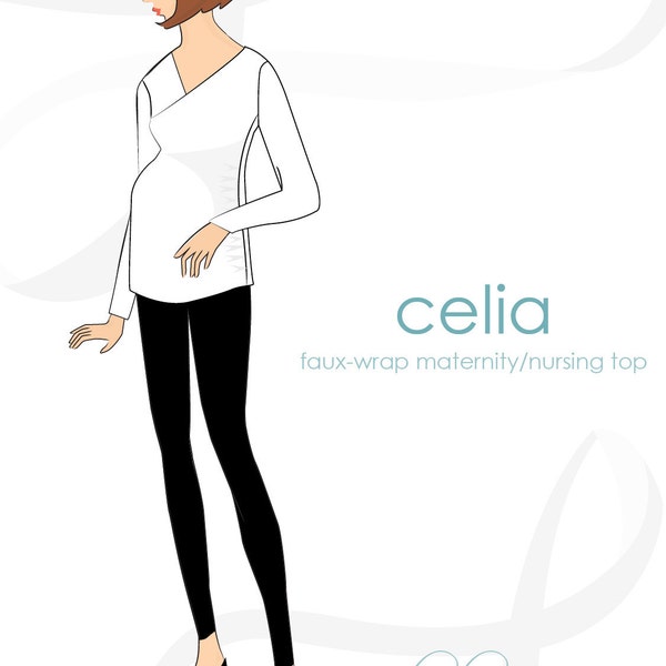 Maternity / nursing top pattern: Celia wrap-top maternity pattern / nursing pattern, PDF