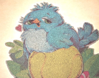 Vintage Baby Bird/Caterpillar Glitter Heat-Transfer Roach 1970's