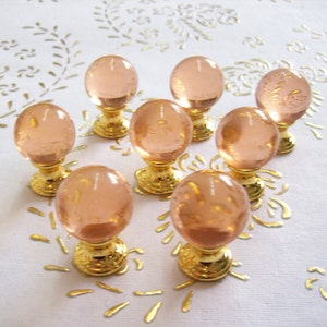 Italy Murano  Crystal transparent Rose.knobs in high quality. Base brass with gold 24 Kt. Diam.crystal mm. 20.The price is for 1 knob.art.33
