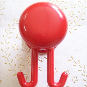 Vintage Italy High quality wall hooks. Coat hooks. hangers, hooks. Red hooks. Italian designer. Red plastic hooks.