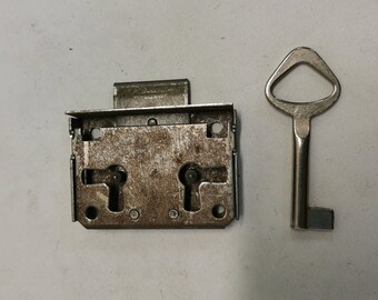 Vintage Italy LOCK with steel body with iron front plate, 25 mm backset. Antique furniture restoration,repair project,antique locks. Art4412