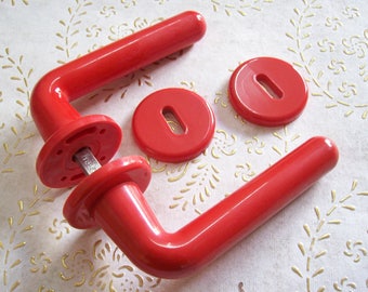 Vintage Italy Red handle of very high quality. Red  handles. Italian Designer.Red plastic handles. Handles for fine furniture. Art.1159