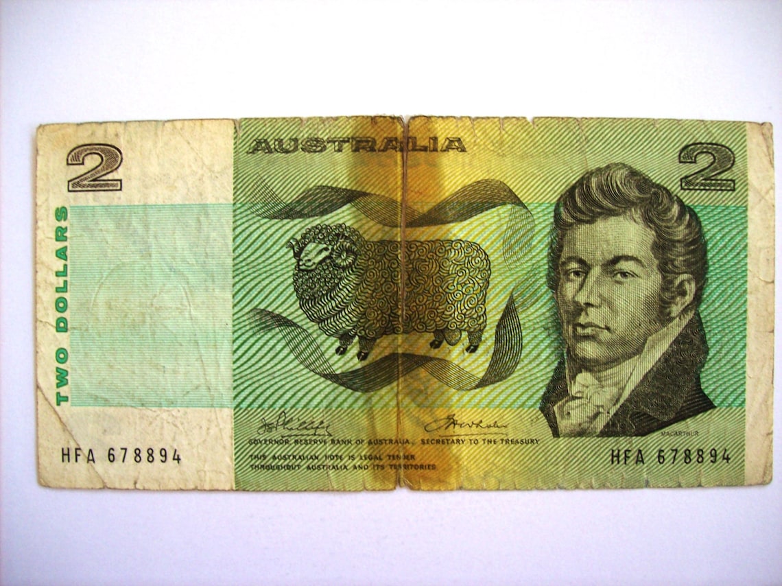 Vintage Australia 2 Dollars Banknote . Circulated Art. 9393 Etsy