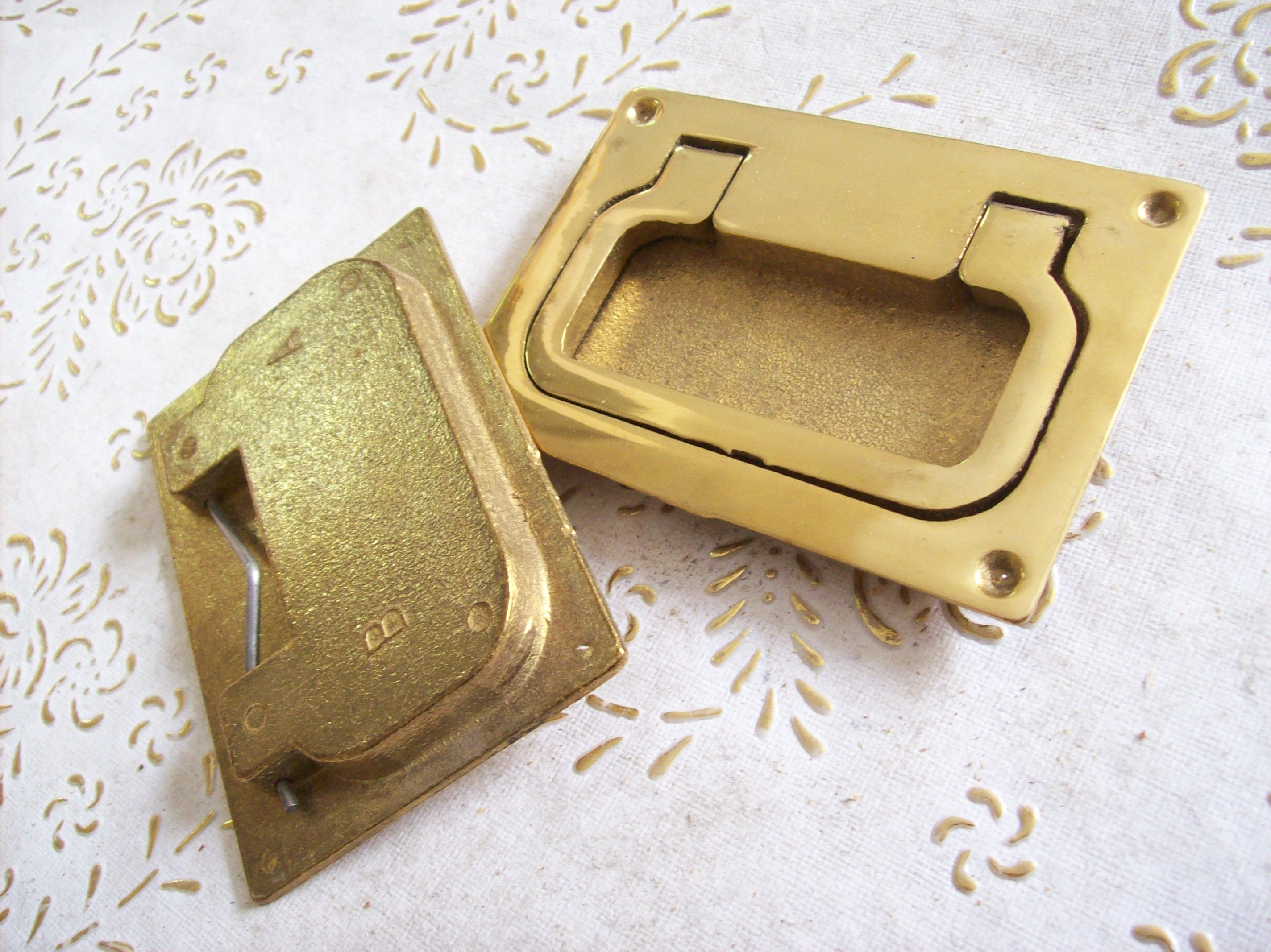 Italy Recessed Brass Handles in High Quality. Polished Handle Etsy