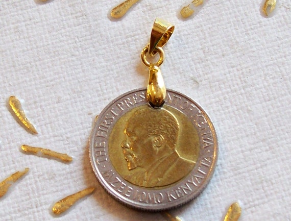 Collier Pièce De Monnaie Kenya 5 Shillings Arap Moi - Cordon Noir