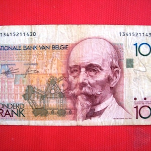 Vintage Belgien 100 Francs Banknote. Zirkuliert. Kunst. 9210