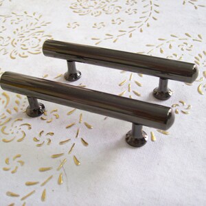 Italy Brass handles in high quality.polished handle black nickel.Pulls black nickel length mm.105 Diam. mm. 12 cm hole spacing.6,4.art.582 image 4