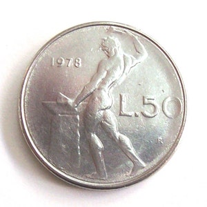 millésime Italie 1978. lire 50 pièce. Repubblica Italiana et Vulcano. Distribué mais presque nouveau. art. 8948.43ème anniversaire. pour les collectionneurs très.