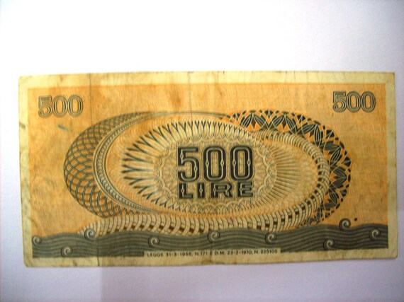 ヴィンテージ 1970 イタリア 500 リラ イタリア共和国紙幣 1970 年
