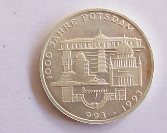 Germany 1993 10 Mark silver coin. 1000 th anniversary  Potsdam. non circulated. very fine coin for collectors.28 years old.28th birthday