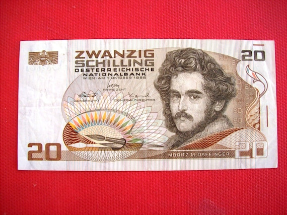 1986 年オーストリア 20 シリング紙幣。流通しているがほぼ新品、art