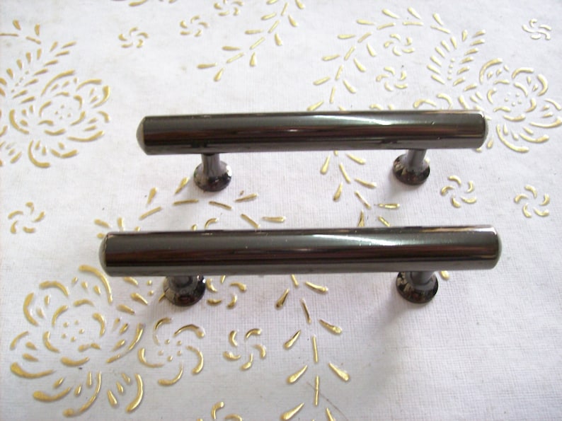 Italy Brass handles in high quality.polished handle black nickel.Pulls black nickel length mm.105 Diam. mm. 12 cm hole spacing.6,4.art.582 image 1