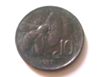 Jahrgang Italien 1935 10 Cent Bee, Ape, Kupfermünze. Königreich Italien, König Vittorio Emanuele III. Art.1406.86. Geburtstag, 86. Geburtstag
