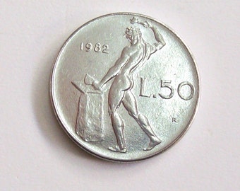 Vintage Italy 1982. Lire 50 Coin. Repubblica Italiana and Vulcano.  Circulated but Almost New. Art. 8974. 39th Birthday. for Very Collectors. -  Etsy