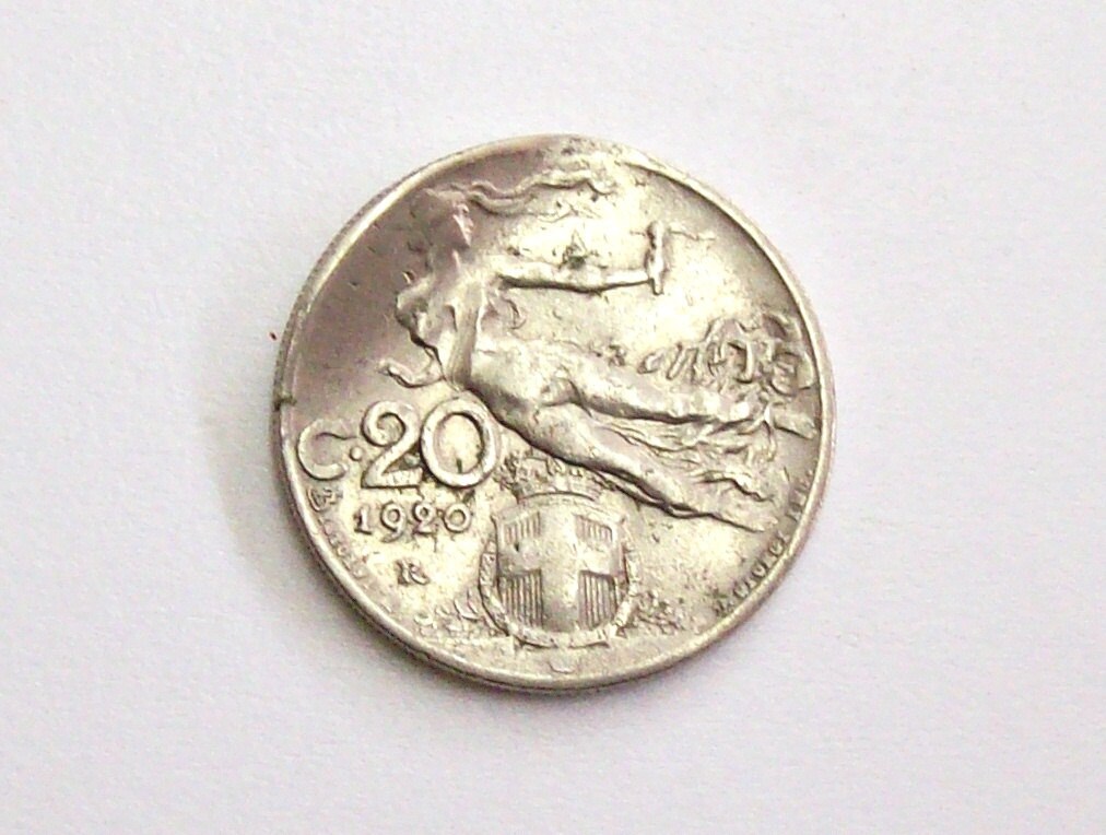 ヴィンテージ 1920 アンティーク イタリア 20 セント硬貨。イタリア