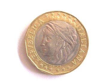 Vintage Italy 1997  coin. 1000 lire bimetallic.Map Europe incorrect  art. 1649 -very beautiful coin for serious collectors.24th birthday