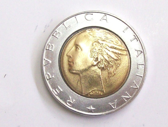 ヴィンテージ 1989 イタリア 500 リラ硬貨。クイリナーレ