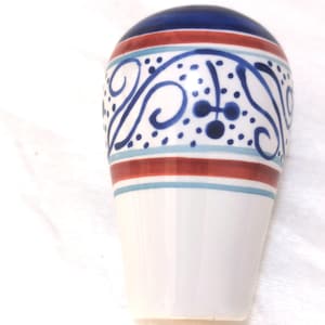 Pz 1 Italy vintage. Antique white porcelain, hand-decorated with flowers bleu and brown. Made in Italy. Item 2352