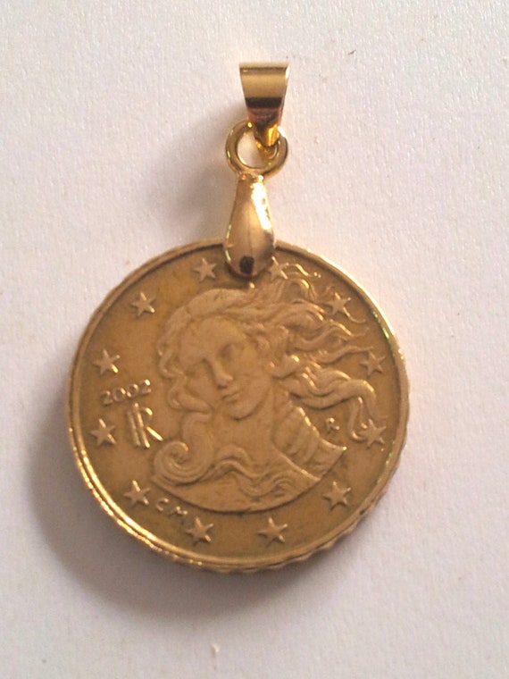 イタリア 2002 年「VENUS」コインペンダント、本物の 10 ユーロセント