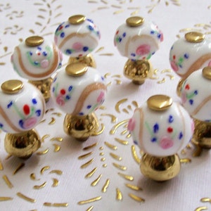 Italy Murano glass Knob. "Antica Perla" round. Floral pattern. Brass knobs in high quality. Diam.Glass mm. 21.The price is for 1 knob.art.36
