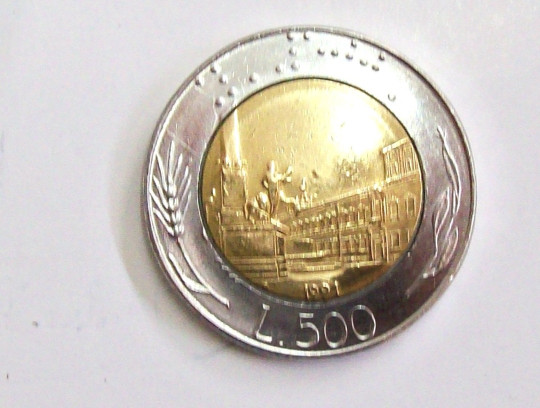 イタリア 1991年 1991R 500リラ フローラ＆ファウナ 記念銀貨 Vintage 1991 Italy 500 Lire Coin. Quirinale. Presidential Palace