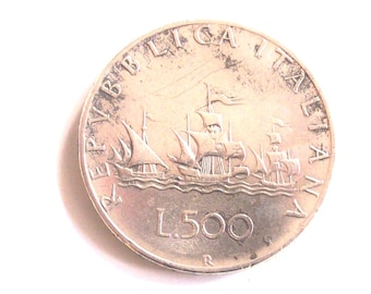 イタリア硬貨 500リラ イタリア銀行創立100周年記念 | 女性の頭部
