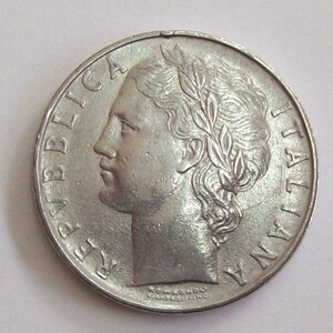 Vintage Italy 1957 lire 100 coin Italian Republic.Bay Tree Minerva standing. art. 8547 Very rare coin.64th birthday image 2