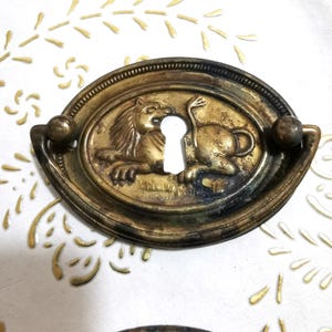 Maniglia antica vintage italiana per mobili in ottone antico di alta qualità. Foglia di bronzo. Bronzo sfumato. Fusione di ottone antico. Maniglia ovale in ottone. Art. 753